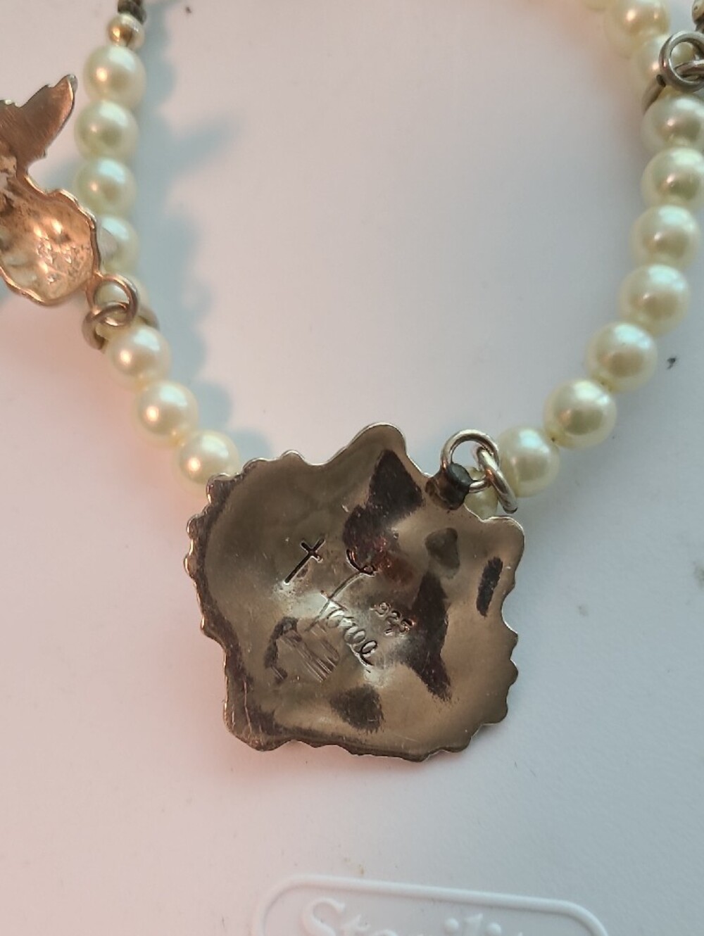 Pearl Bracelet with Sterling Silver Cherub Charms - Picture 3 of 7
